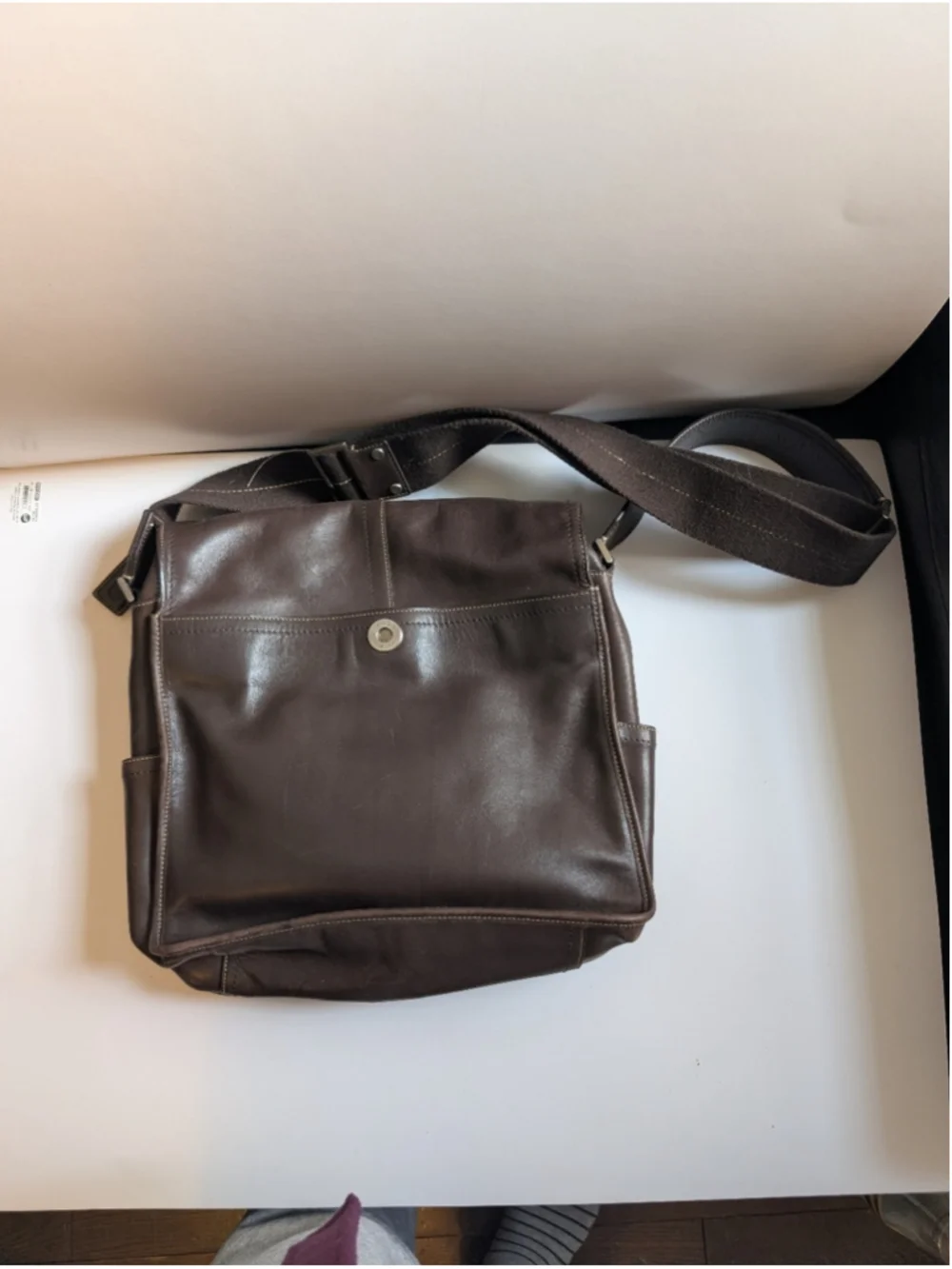 Vintage COACH 05A02 Brown Leather Messenger Bag Crossbody Transatlantic Map Bag